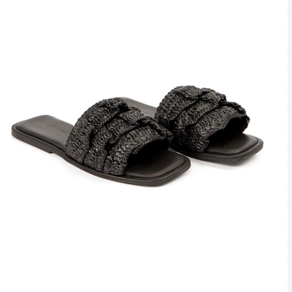 FARM Rio Ruffle Crochet Slide Sandal, Size 7, $180